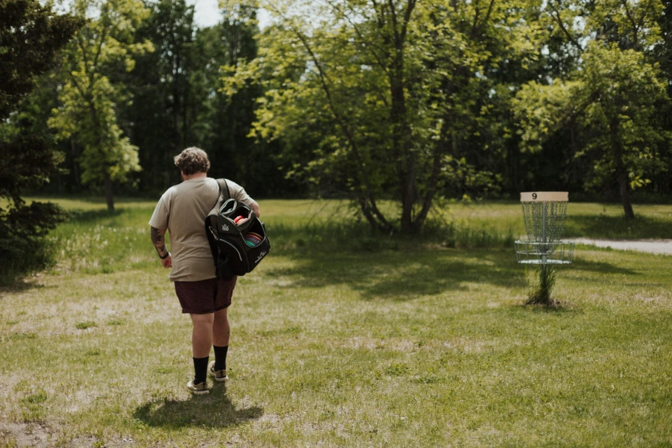 a person walking in a park